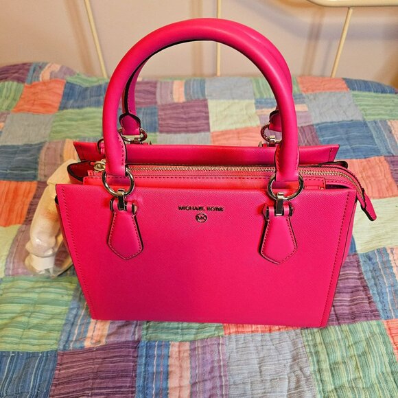 MICHAEL Michael Kors Handbags - Michael Kors Marilyn Leather Satchel, Cerise, NWT